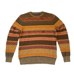 Ralph Lauren Purple Label Men’s Silk Wool Cashmere Crewneck Sweater Stripe M
